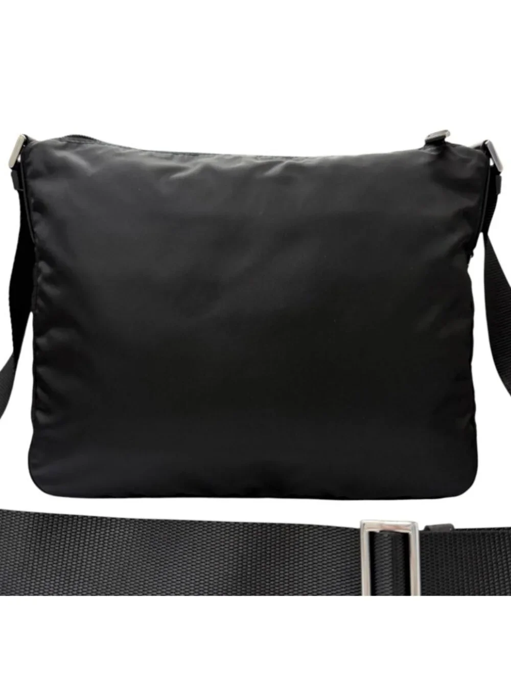 Prada Leather Re-Nylon Triangle Logo Pouch Crossbody Shoulder Bag Black